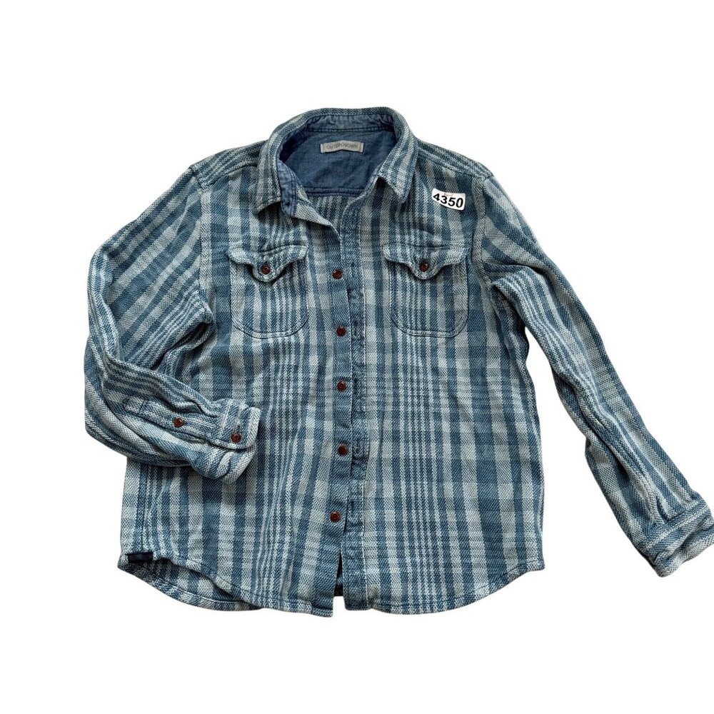 Outerknown Teal Checkered Button Down Shirt - image 1
